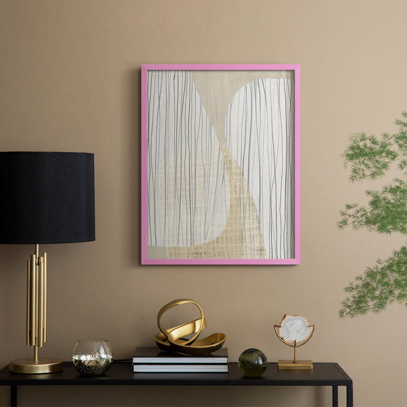 Paper Stones I Framed Print - Solid Wood, 21" H x 17" W, Pink Framed