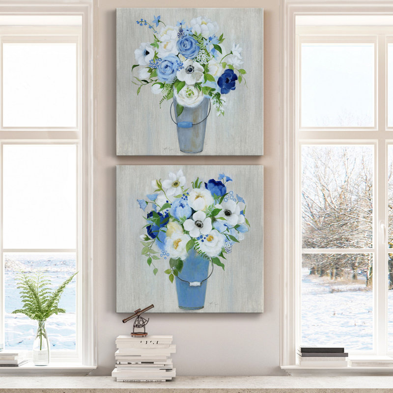Provence Market Flowers I - ensemble de 2 reproductions d'art sur toiles tendues, H 16 po x l 32 po x P 1 po