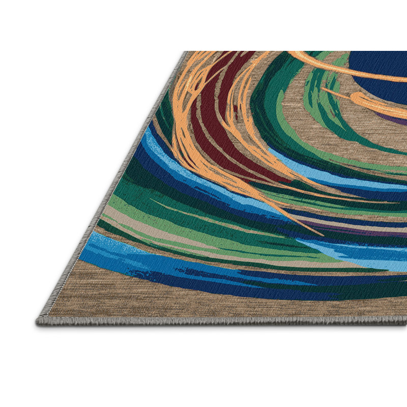 Machine Washable Space Brown Area Rug, Rectangle 5' x 8'