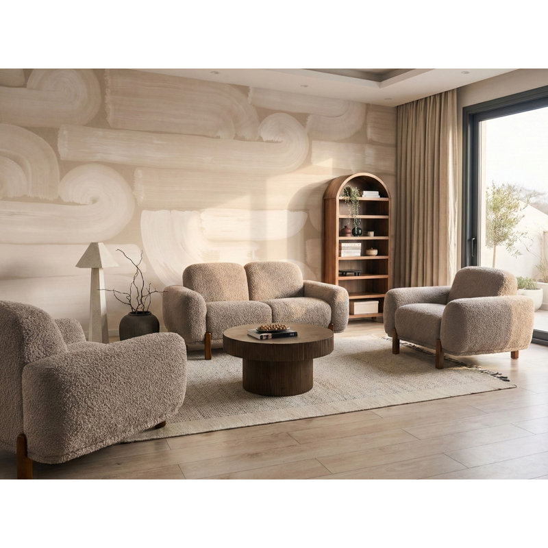 Living Room Set 4 Seater ODNES Boucle, Taupe