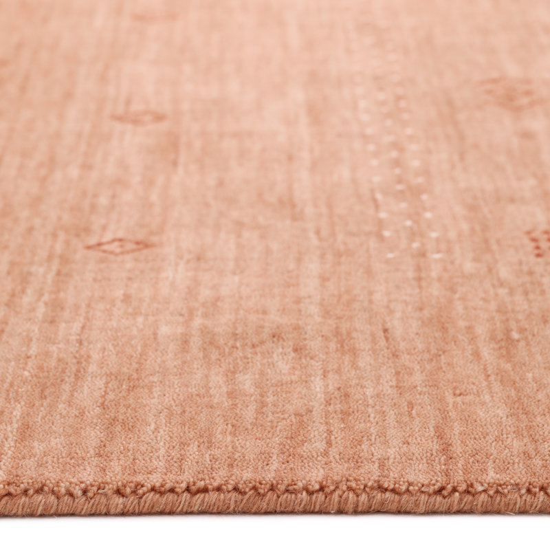 Simi Hand Knotted Cotton/Wool Southwestern Area Rug, Peach, Rectangle 6' x 9'