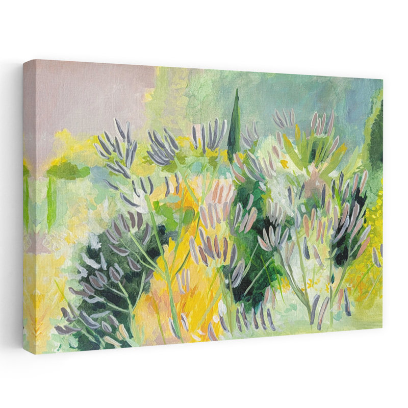 «Vibrant Garden Bloom», art mural paysage floral abstrait, H 24 po x l 36 po