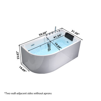 Baignoire autoportante autoportante une pièce pour adultes 59,06 "x 31,50"