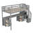 Twin Size Loft Bed Frame with Built-in Desk and Double Storage Drawers-1556007608