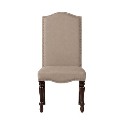 Perchium Espresso/ Beige Fabric Side Chair Set Of 2