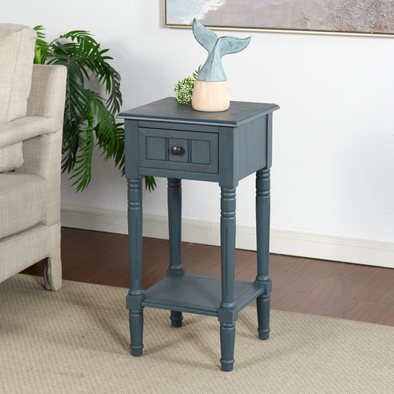 Elboa Collection Accent Table with One Drawer, Antique Navy
