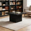 Table basse carrée en bois d'ingénierie noir mat avec base en bloc Mid-Century, 31,5 pouces, pour le salon