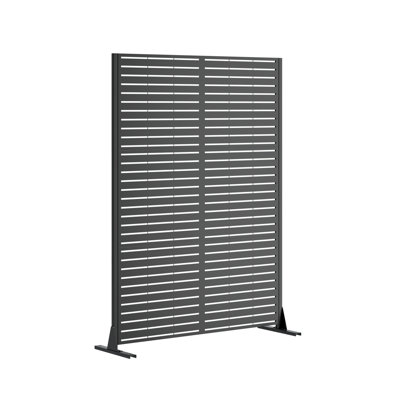 72" H Outdoor Privacy Screen Panel, Modern Metal Decorative Fence with Wind Resistant Base, Rust Resistant Steel Divider for Patio, Deck, Backyard, Garden and Balcony
