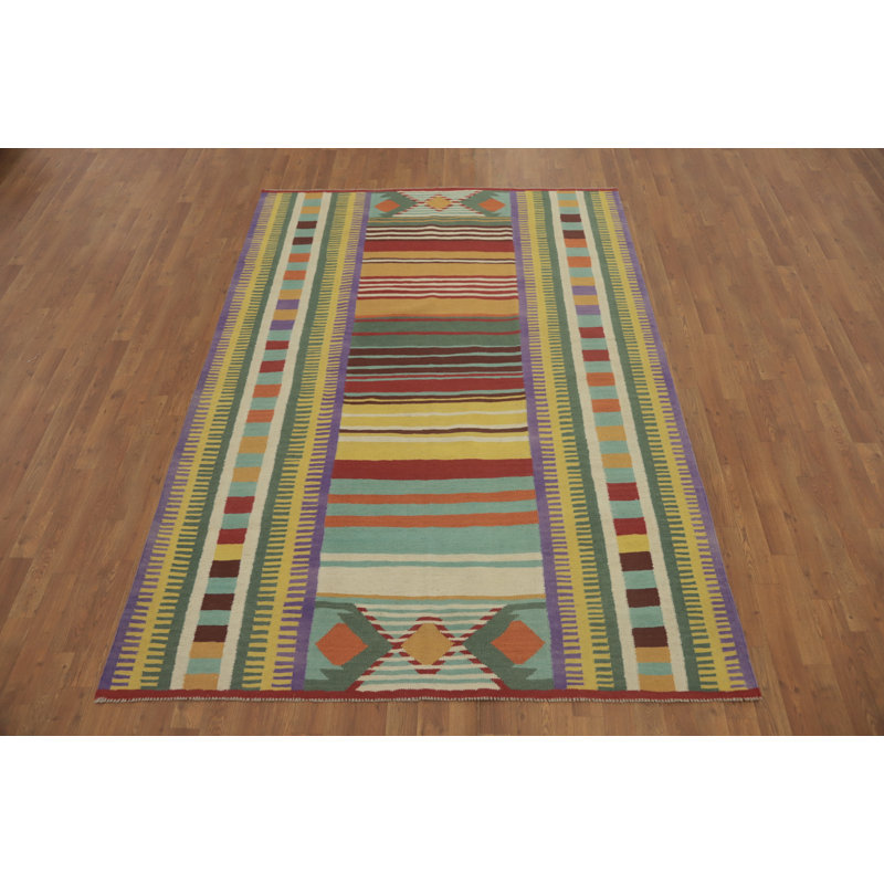 Striped Wool Kilim Oriental Area Rug 6x8