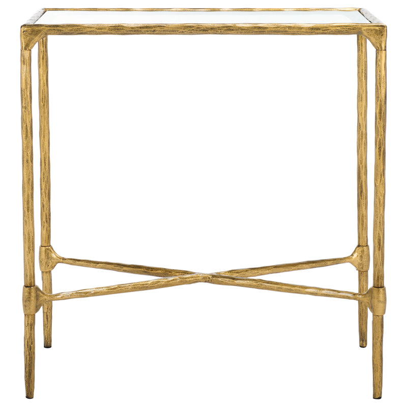 Isabellina Metal and Glass Accent Table, Brass