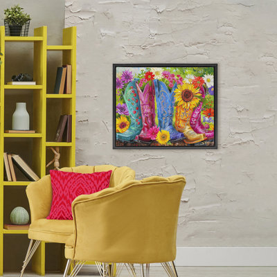 Cowboy Boots and Sunflowers Floating Frame, design by Shawna Stewart