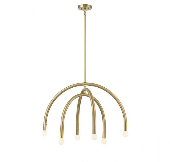 Yula 6-Light Chandelier in Natural Brass, Natural Brass, E12/Candelabra, No