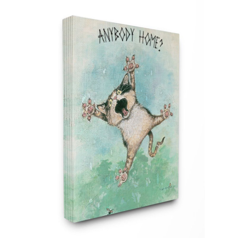 «Anybody Home Funny Cat» par Gary Patterson - impression d'art graphique, Toile tendue, H 48 po x l 36 po