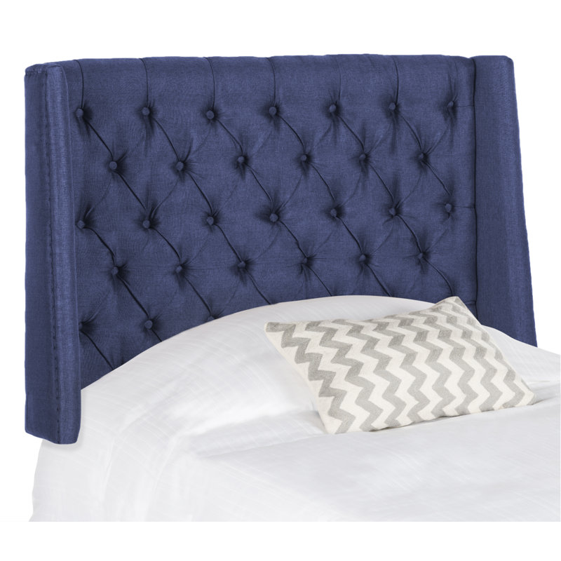 Bertlinde Upholstered Headboard, Full, Linen Navy