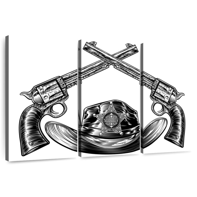 Sheriff Hat and Pistols, H 36 po x l 57 po