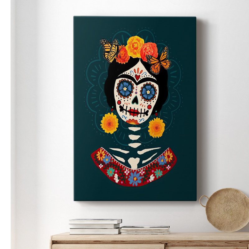 Toile tendue avec châssis de qualité supérieure «Bright Day Of The Dead I», H 18 po x l 12 po
