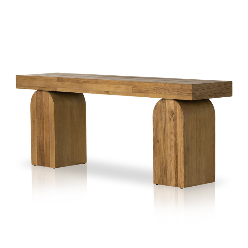 Console en bois massif de 78 po, Placage naturel en orme