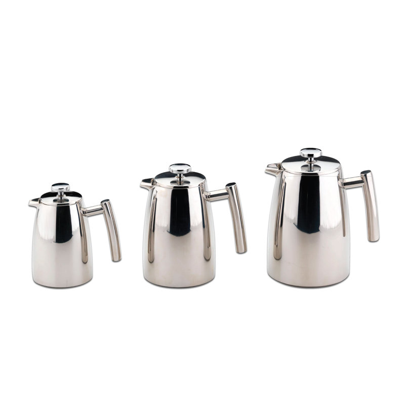 Café Olé Stal Belmont Double Walled Cafetiere Coffee Maker, Sliver, 2L
