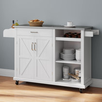 cuisine kitchen island with stainless steel top - White