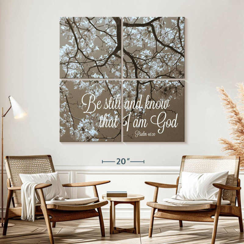 Verset biblique «Tergel Be Still», H 57 po x l 57 po