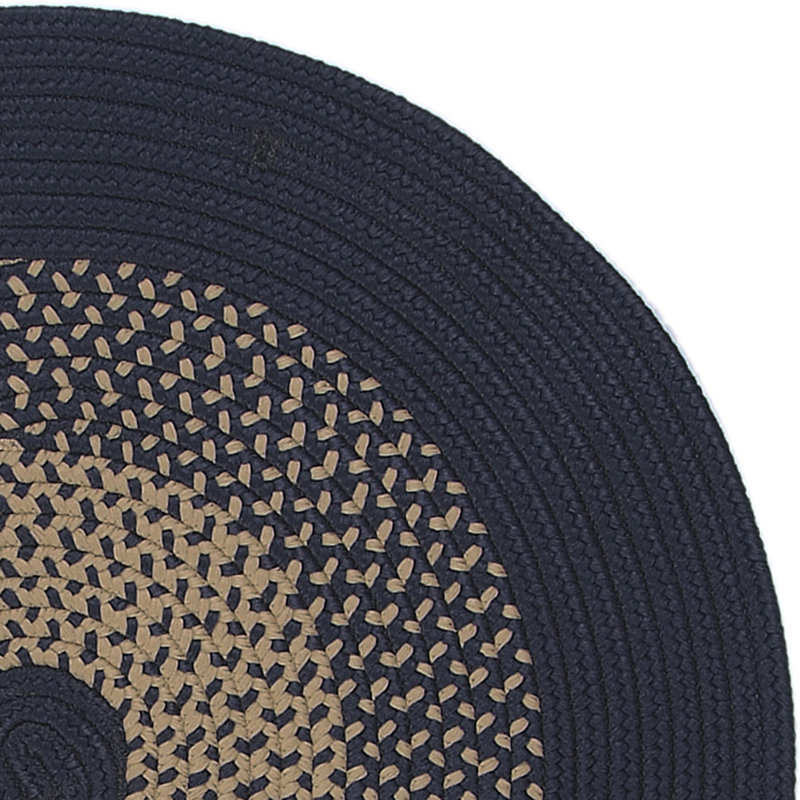 Tapis bleu marine / ivoire tressé à la main Divine, Rond 5 pi
