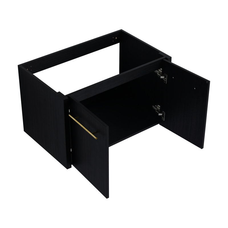 Meuble-lavabo mural de 30 pouces de couleur châtaignier noir avec porte à fermeture en douceur et armoire de rangement spacieuse châtaignier, compartiment abondant et élégant