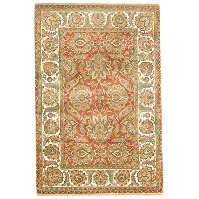 Tapis rouille et ivoire noué à la main de haute qualité