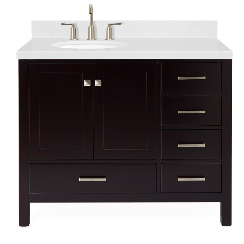  Meuble-lavabo simple 42,25 po avec plateau, Espresso, Oval, Left