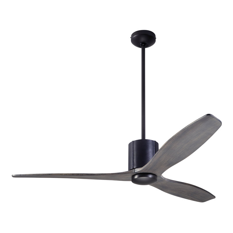 LeatherLuxe 54'' Ceiling Fan, Graywash, Wall/Remote Combo Controls, Dark Bronze/Black