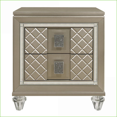 Table de chevet 2 tiroirs Glam Luxury Champagne