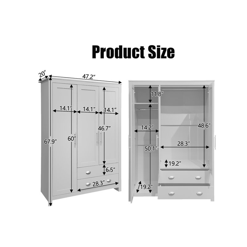 Armoire de rangement à trois portes, Argent