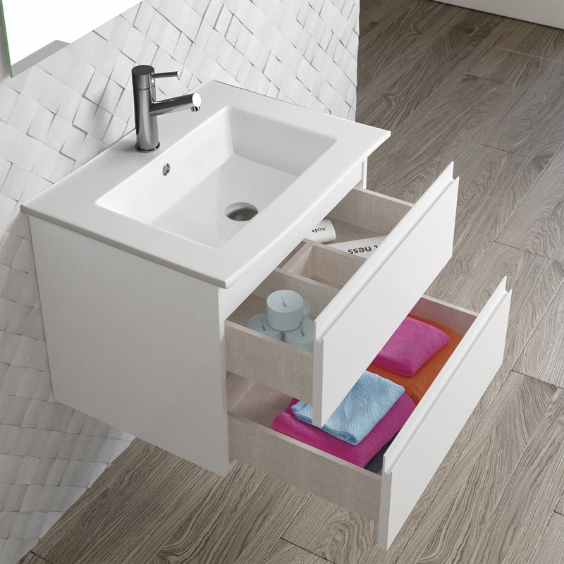 Armoire-lavabo 24 po avec lavabo brillant Toscana DAX Pasadena, Blanc