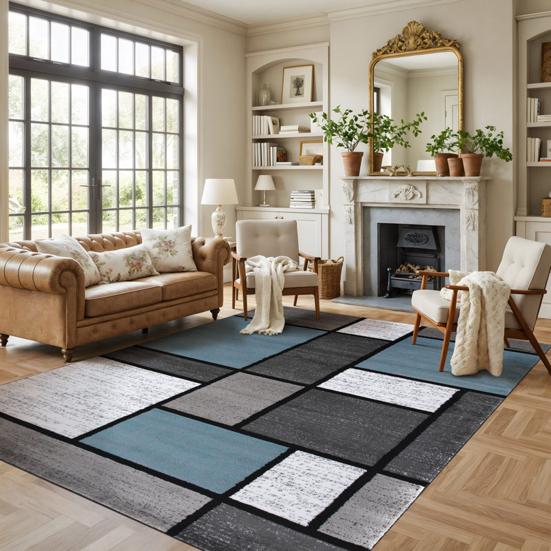 Carius Performance Floral Gray/Blue/Black/White Area Rug – Modern Floral Design, Living Room, Bedroom, Dining Room, Durable & Easy to Clean Carpet