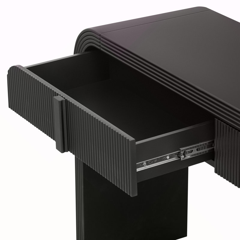 Console moderne avec 2 tiroirs de rangement, Noir
