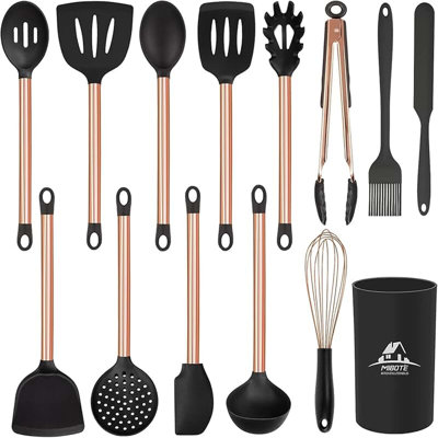 14-Piece Silicone Kitchen Utensil Set with Holder