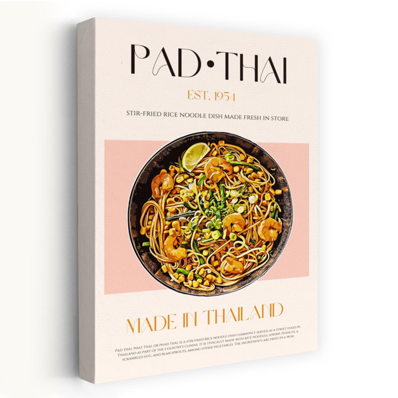 Art mural contemporain, "Shrimp Pad", H 48 po x l 32 po