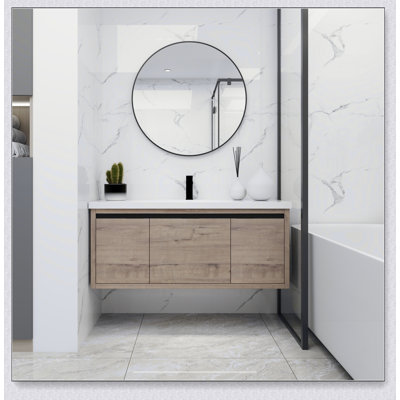 Armoire de salle de bain 48 po avec lavabo, portes à fermeture douce et tiroir, montage flottant, 48 po x 18 po (emballage KD)