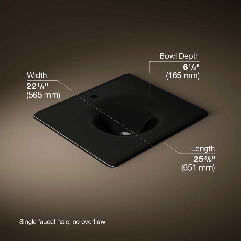 Iron Impressions 26" Single Bathroom Vanity Top, Black Black, Single, Black Black