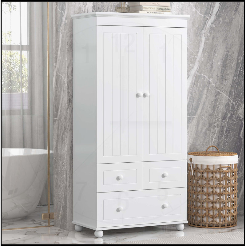 Versatile Tall Storage Cabinet With Multiple Compartments For Various Spaces, White