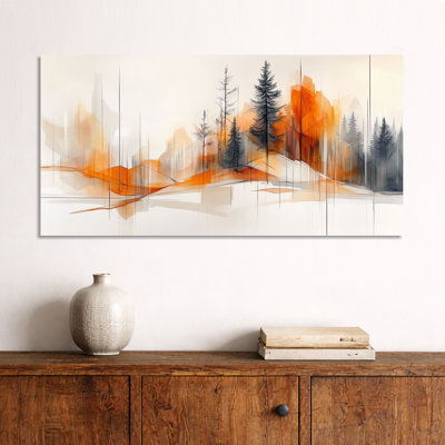 Orange Grey Orange and Grey Nordic Smoke Hills II – Moody Canvas Print, Serene Wall Art