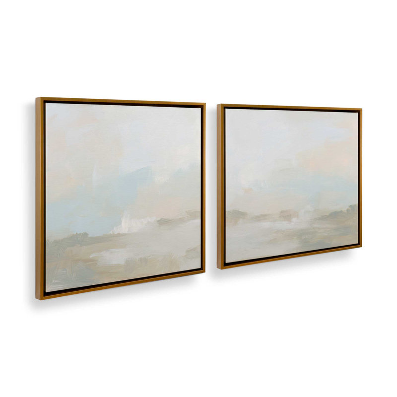 Dawn's Soft Light - ensemble de 2, Cadre flottant or poli, H 13 po x l 26 po