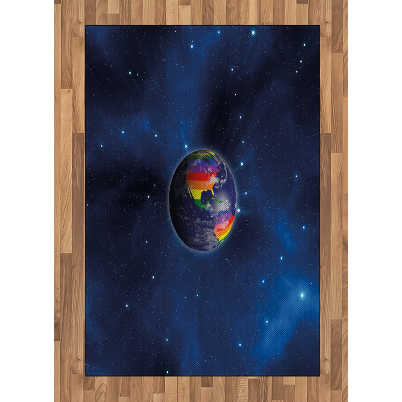 Dark Blue High Density Long Fiber Poly Threads Decorative Area Rug Carpet, Rectangle 4' x 5'8"
