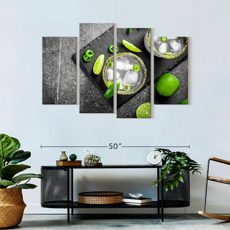 Cocktail mexicain cocktail sur toile, 4 pièces, H 32 po x l 52 po
