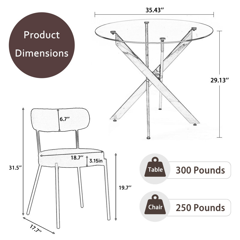 Ensemble de table de salle à manger 5 pièces pour 4 personnes, Noir