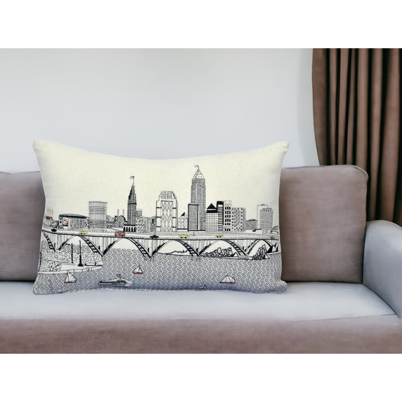 Coussin lombaire 24 po NYC, Ivoire/Gris