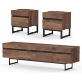 3-Piece Modern Living Room Table Set, 71 Inch TV Stand With Storage Cabinet And End Table Set With 2 Drawers For Living Room, Entertainment Centre, Console TV Table
