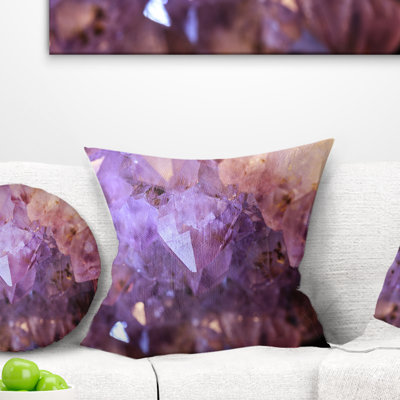 Géode améthyste naturelle mauve et blanche - coussin imprimé abstrait
