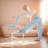 Upholstered Office Chair Ergonomic Cross-Legged Desk Chair with Lumbar Support and Wheels Meditation Chair-349671580