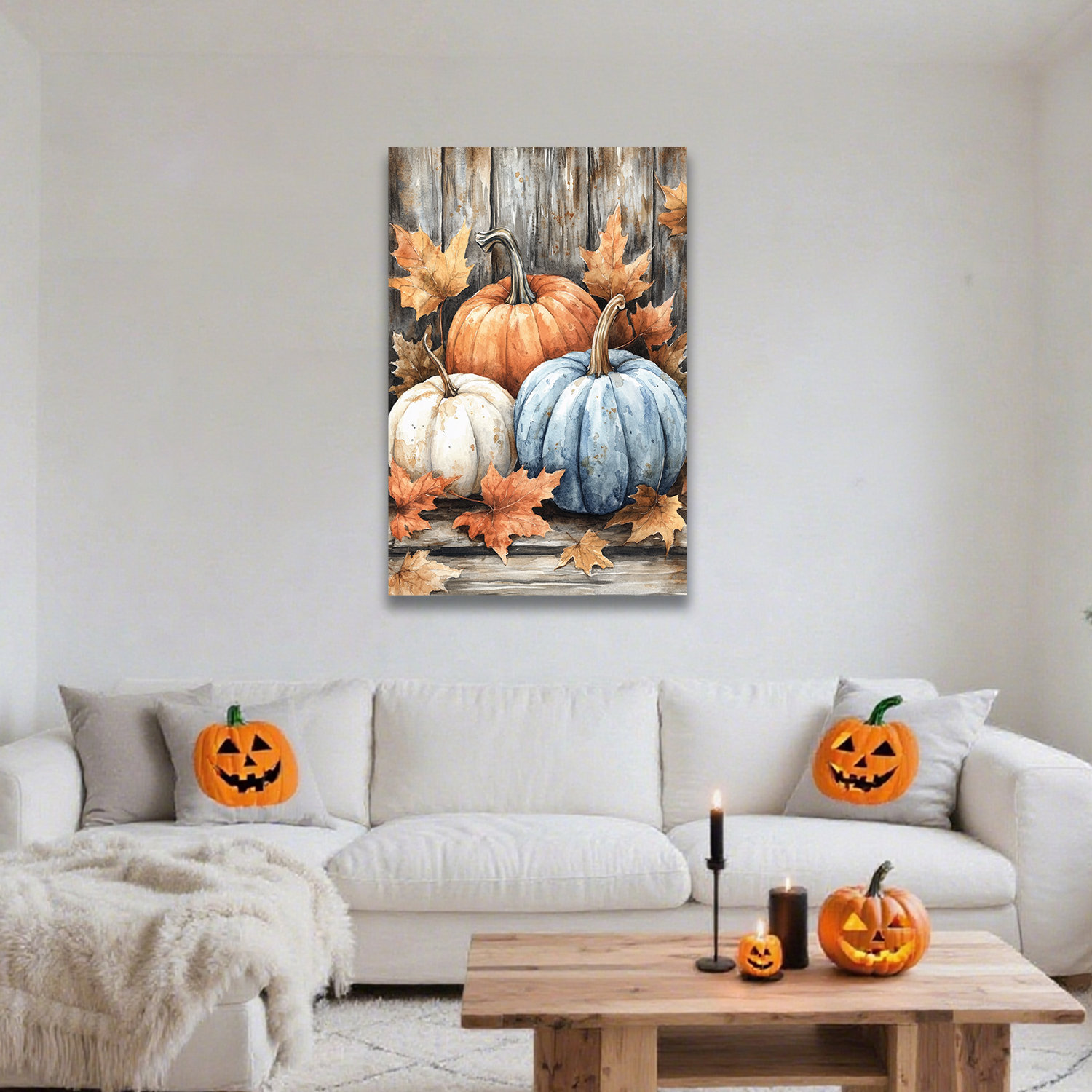 October Wall Looife Vintage Halloween Pumpkin Wall Art-2D Halloween Themed Canvas ...