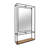 Wall Storage Unit with Metal Iron Frame, Wood Base, Glass Mirror, and Open Shelf.